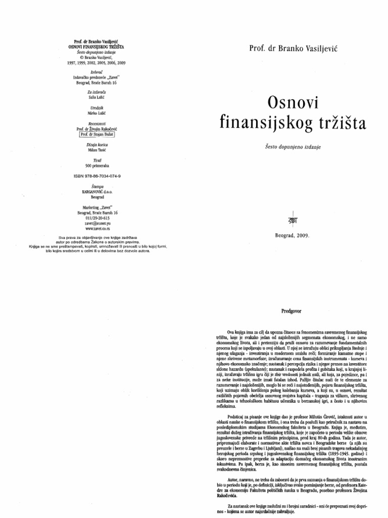 Osnovi Finansijskog Trzista Branko Vasiljevic PDF