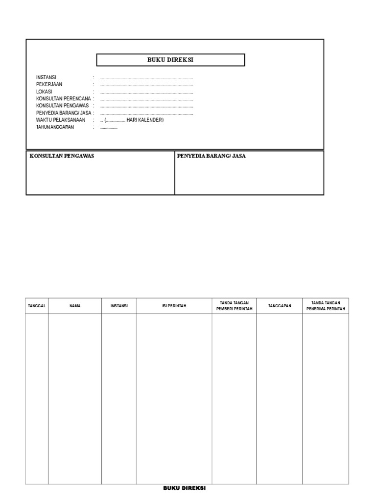 Contoh Buku Direksi Proyek Materi Soal