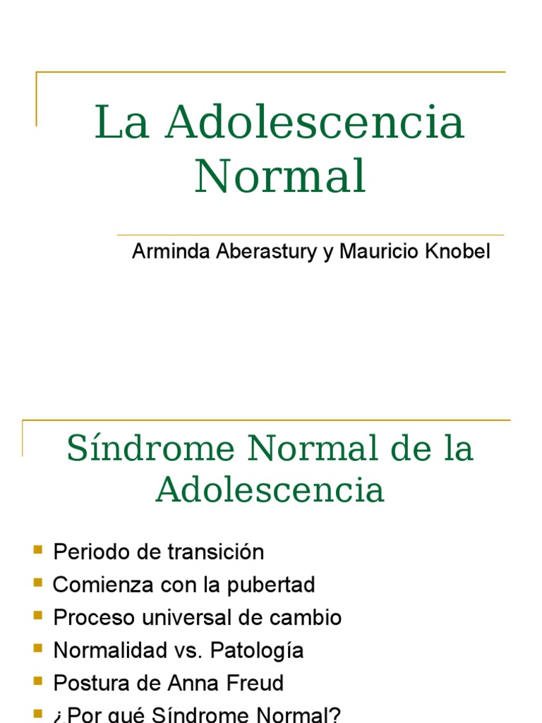 Síndrome Normal de La Adolescencia Dolor Adolescencia