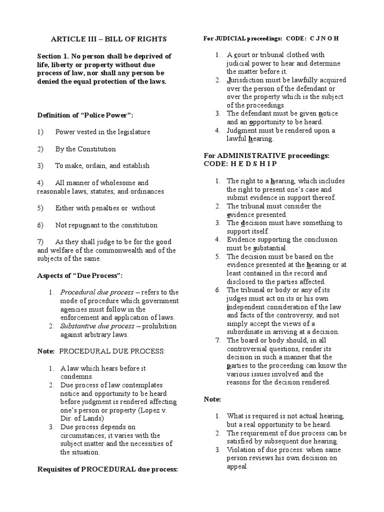 Summary of Philippine Bill of Rights | PDF | Search And Seizure ...