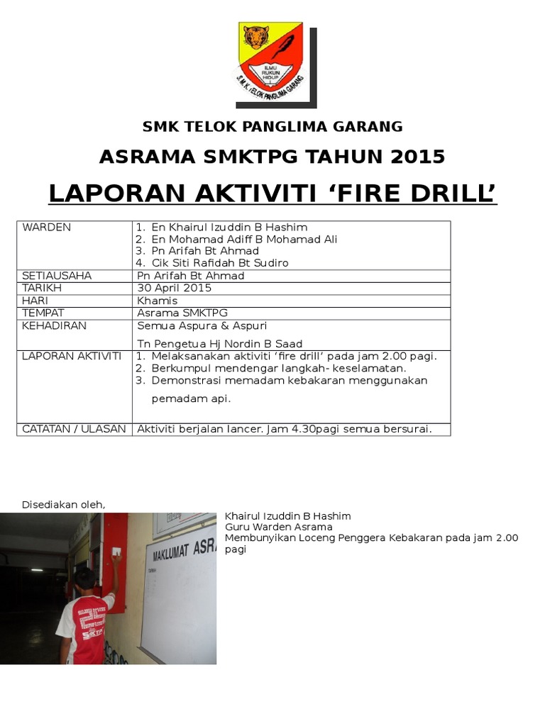 Contoh Laporan Fire Drill
