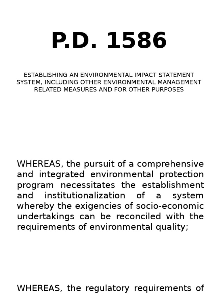 Establishing An Environmental Impact Statement System, Including Other