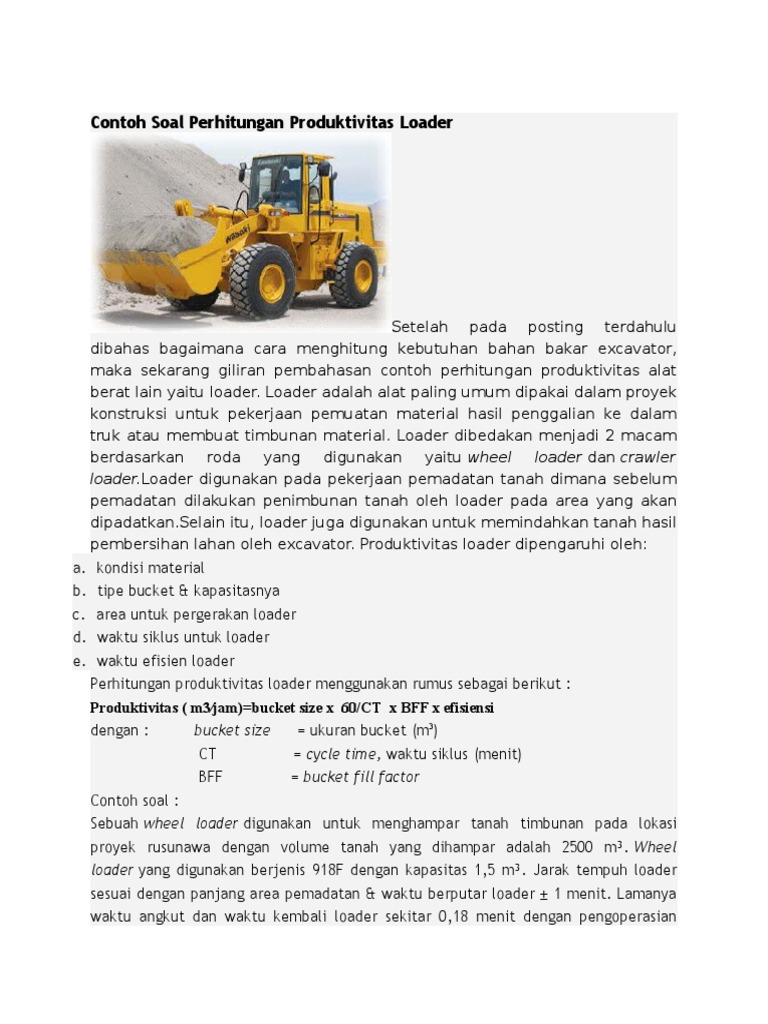 21++ Contoh soal perhitungan alat berat information