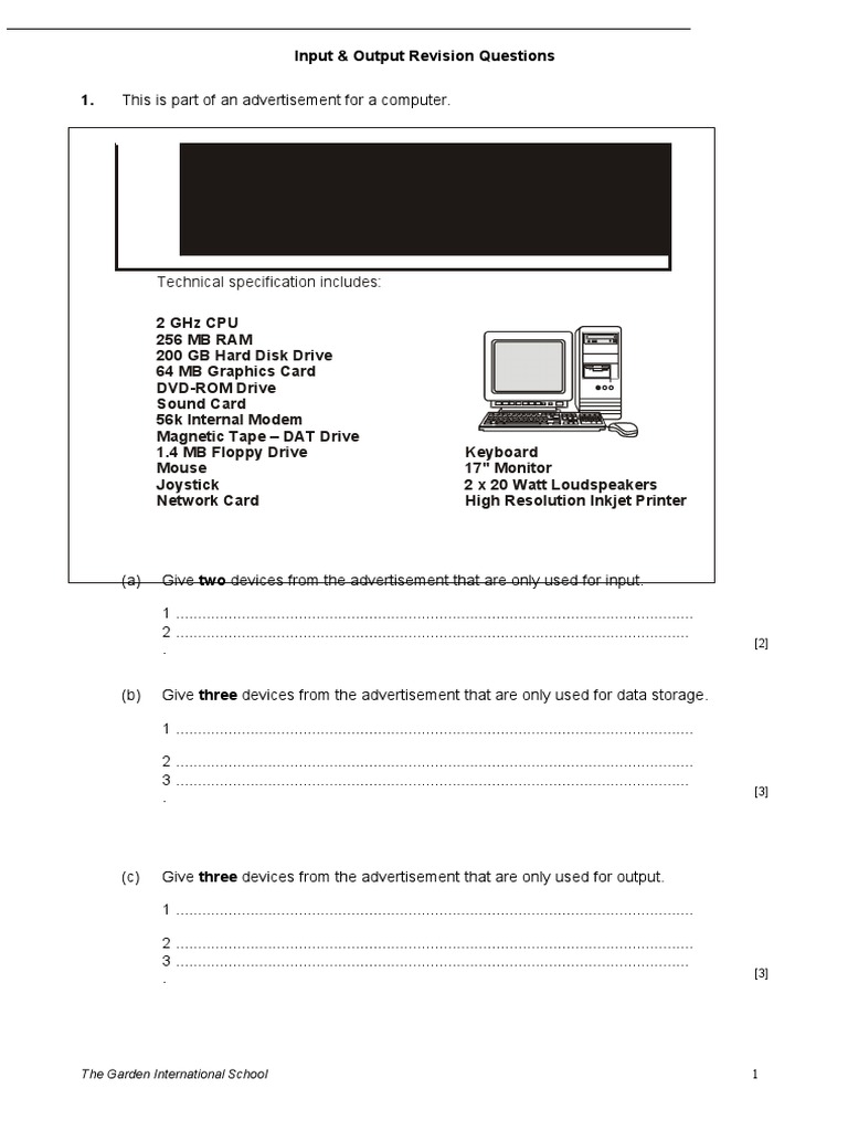 Input Output Revision Questions | Download Free PDF | Input/Output ...