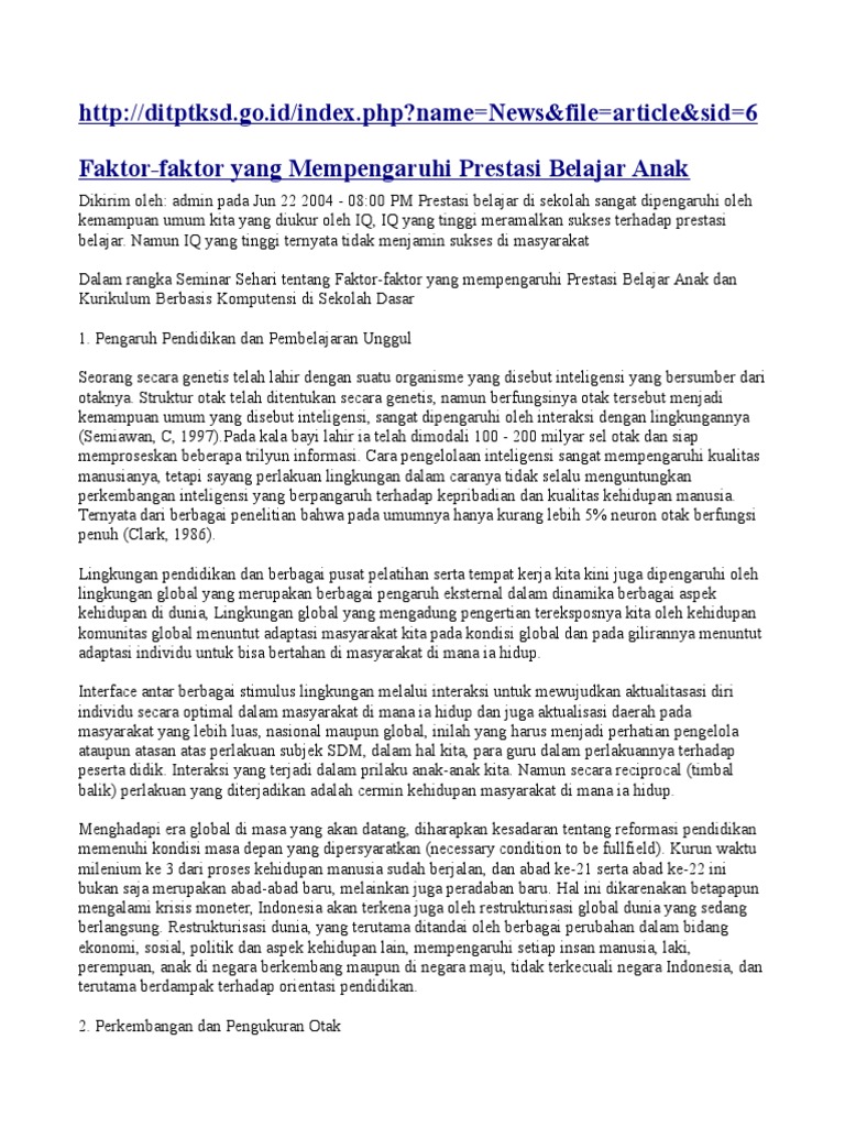 Faktor Faktor Yang Mempengaruhi Prestasi Belajar  Cara Mengajarku