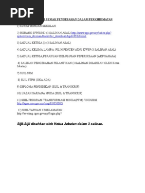 Senarai Semak Pengesahan Dalam Perkhidmatan Pdf