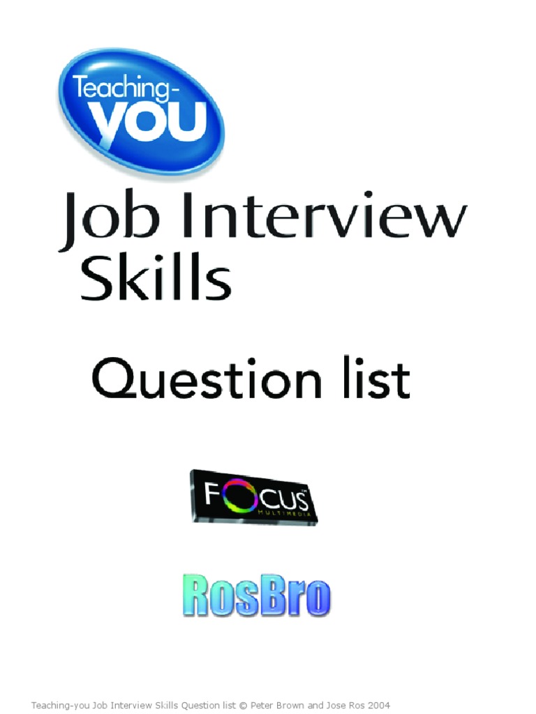 Job Interview Skills Question List PDF Job Interview Leadership