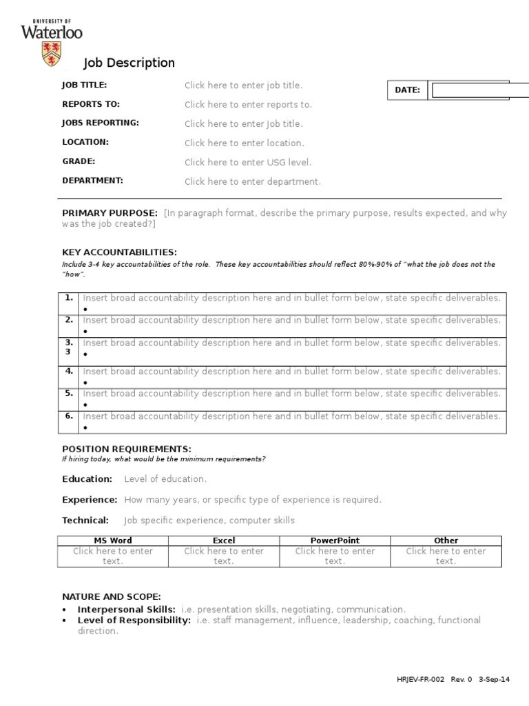 Job Description Template Guide | PDF