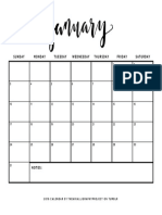 January Calendar Standard Layout Sunday