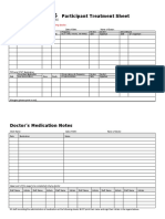 Participant Treatment Sheet: This Sheet Is To Be Completed by The Prescribing Doctor