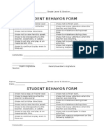 Student Behavior Form