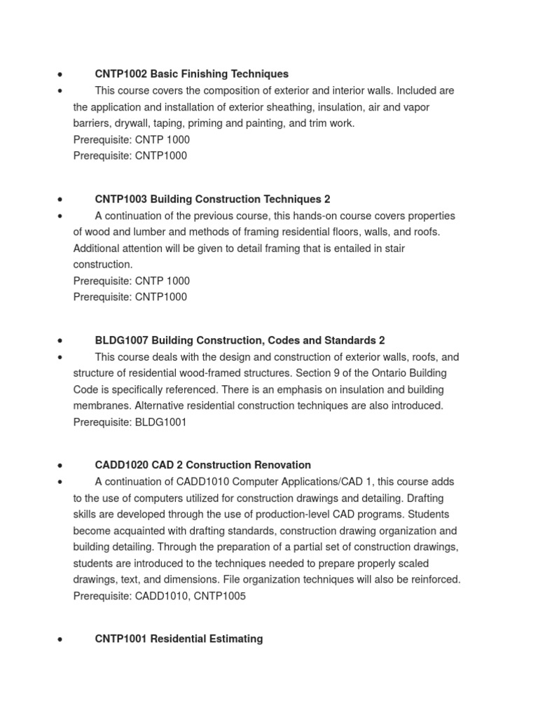 Construction Techniques and Estimating Courses | PDF