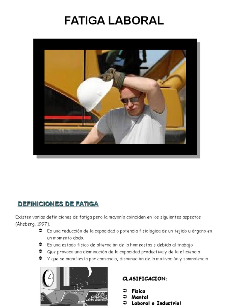 Definición y Causas de Fatiga Laboral | PDF | Síndrome de fatiga ...