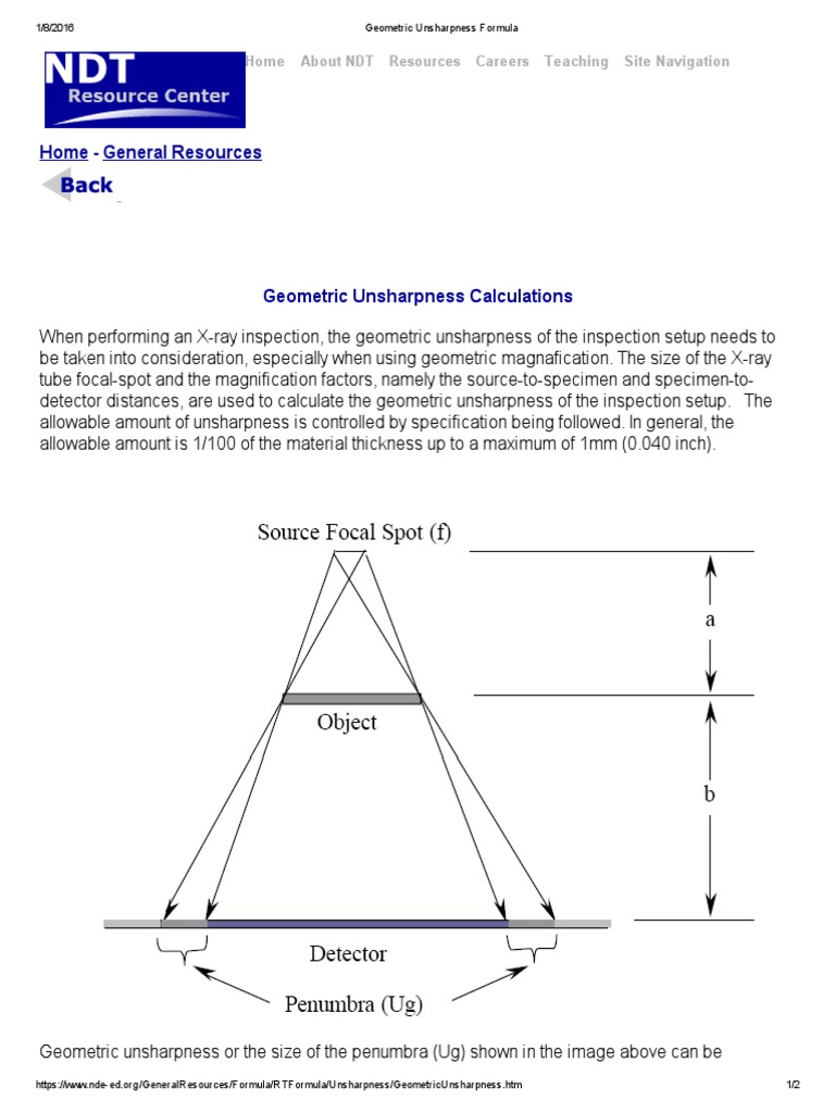 Geometric Unsharpness Calculation in Radiography | PDF | Natural ...