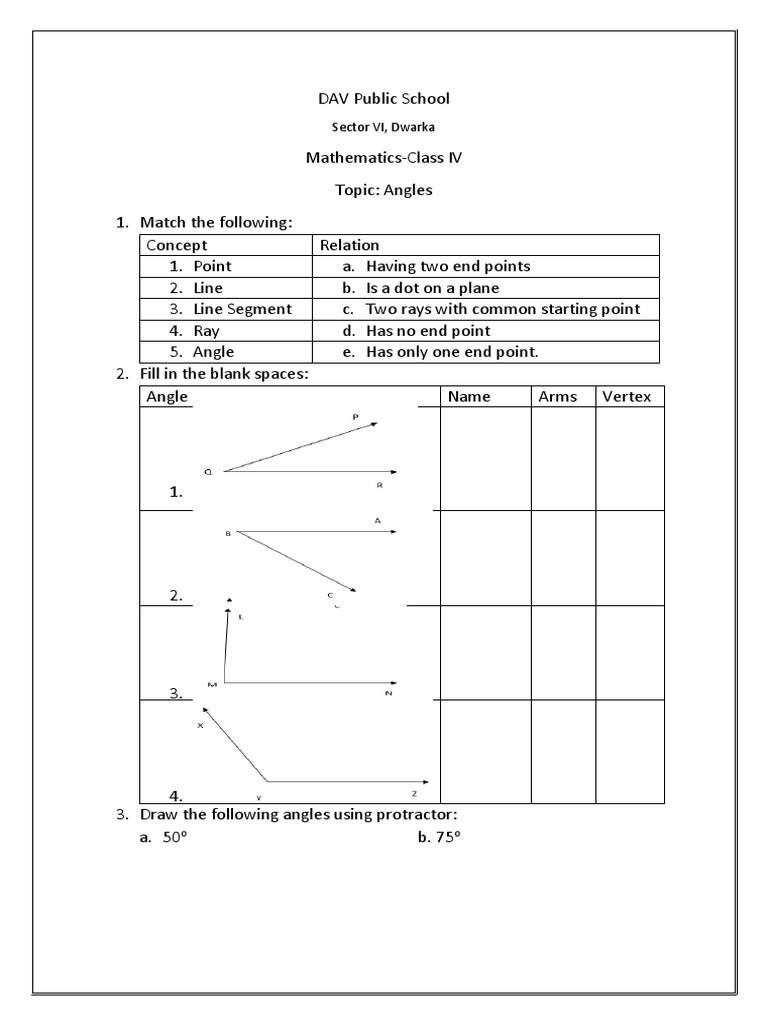 Angles, Grade 4 | PDF
