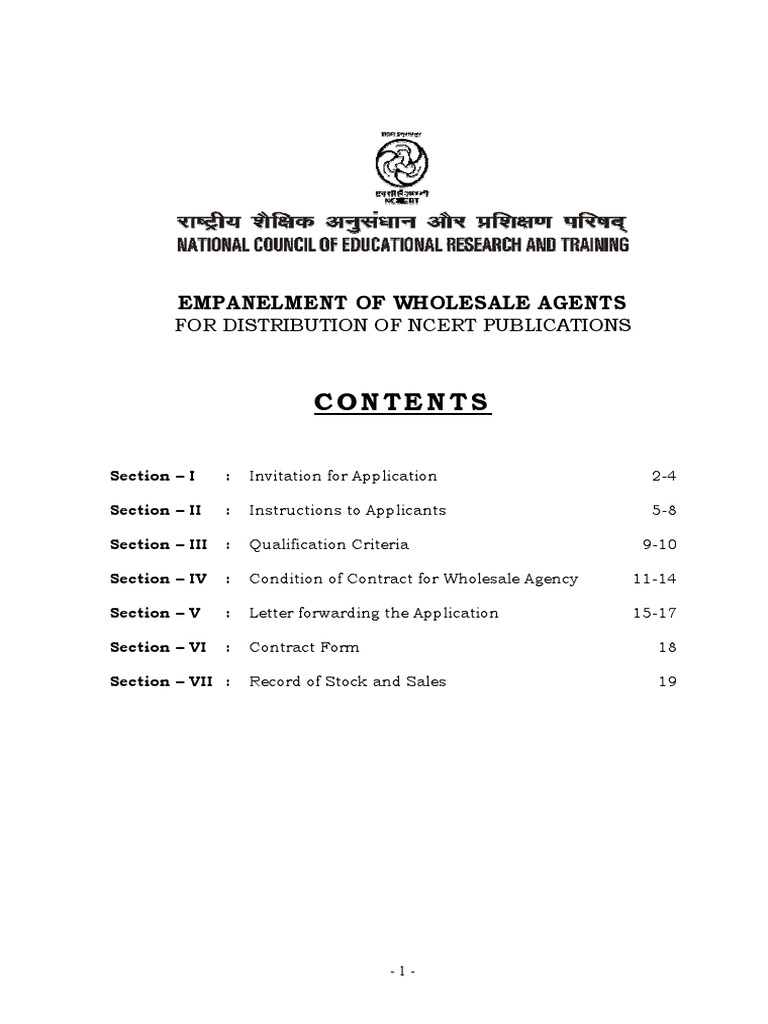 NCERT empanelment of wholesale agents for textbook distribution | PDF ...