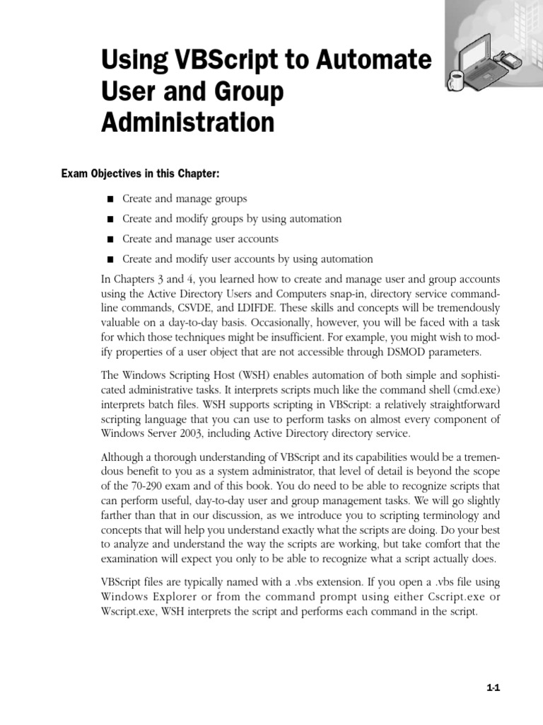 VBScript To Automate Administration | PDF | Active Directory ...