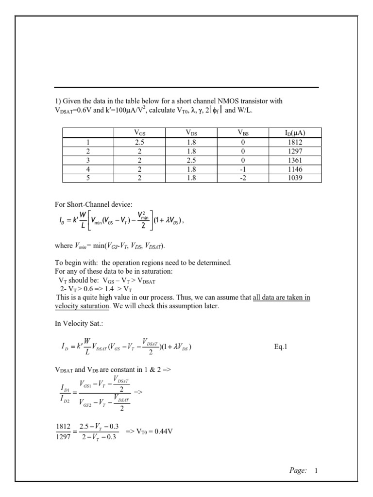 Sheet 3 - Solution | PDF | Mosfet | Field Effect Transistor