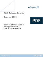 Mark Scheme (Results) Summer 2015: Pearson Edexcel GCSE in Biology (5BI3F/01) Unit 3: Using Biology