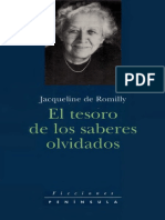 Romilly Jacqueline de El Tesoro de Los Saberes Olvidados PDF