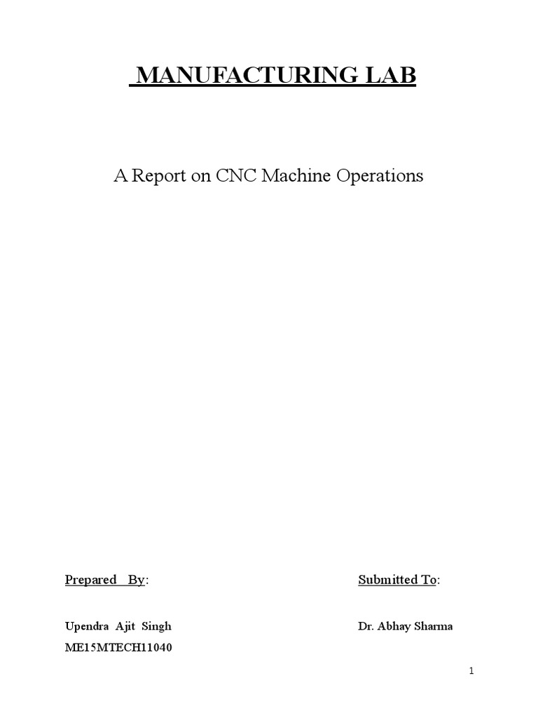 CNC Lab Report PDF Numerical Control Machining