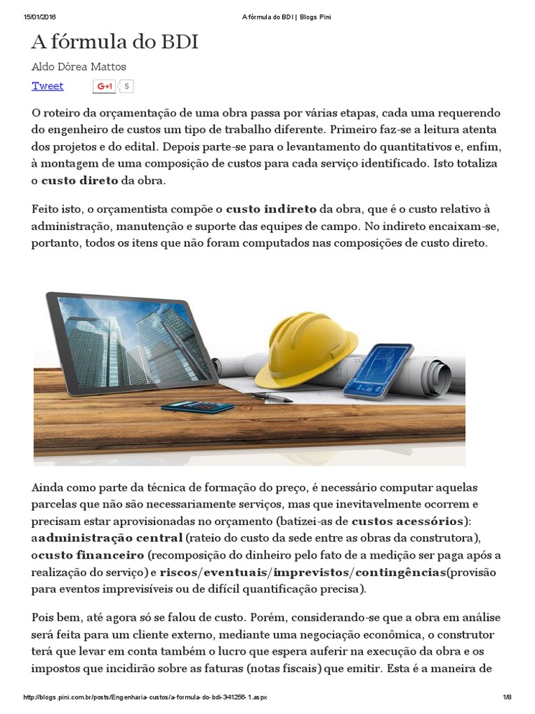 Fórmula do BDI na Orçamentação de Obras | PDF | Lucro (economia) | Impostos