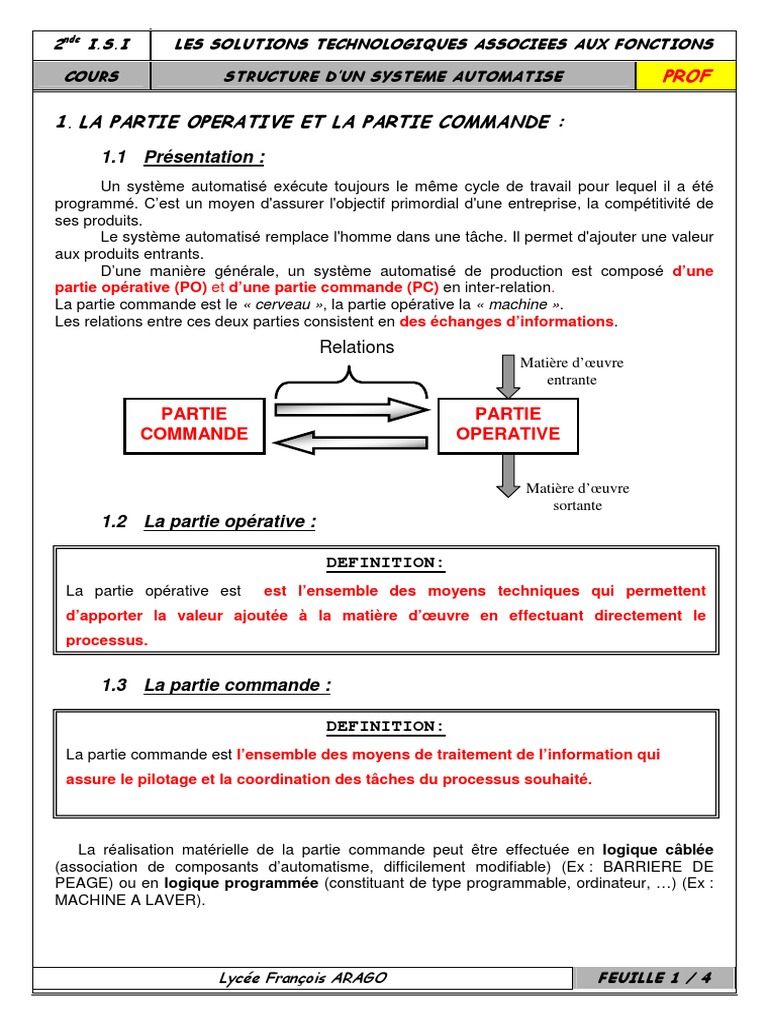 Evaluation Technologie 4ème Système Automatisé Pdf