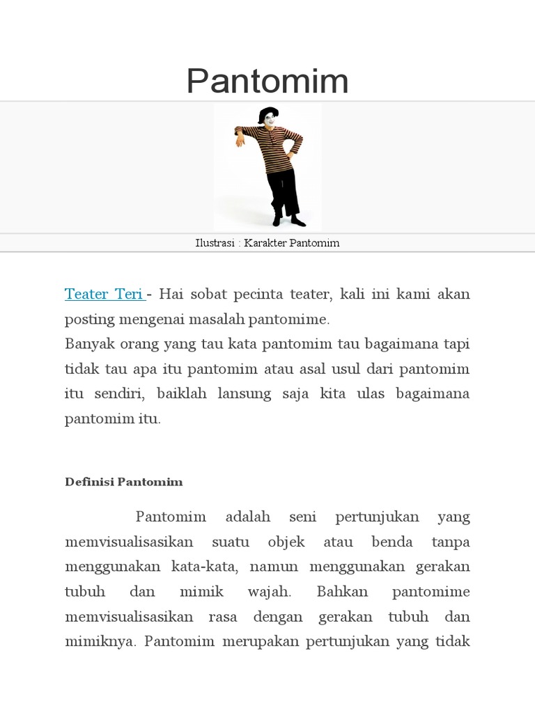 Sejarah Pantomim