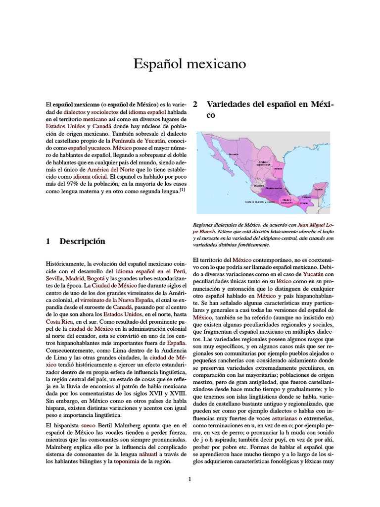 Español Mexicano | PDF | Lengua española | Lingüística