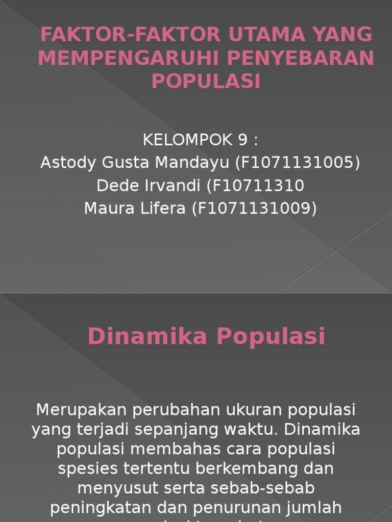 Faktorfaktor Utama Yang Mempengaruhi Penyebaran Populasi