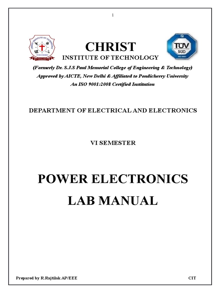 Power Electronics Lab Manual Power Inverter Power Electronics