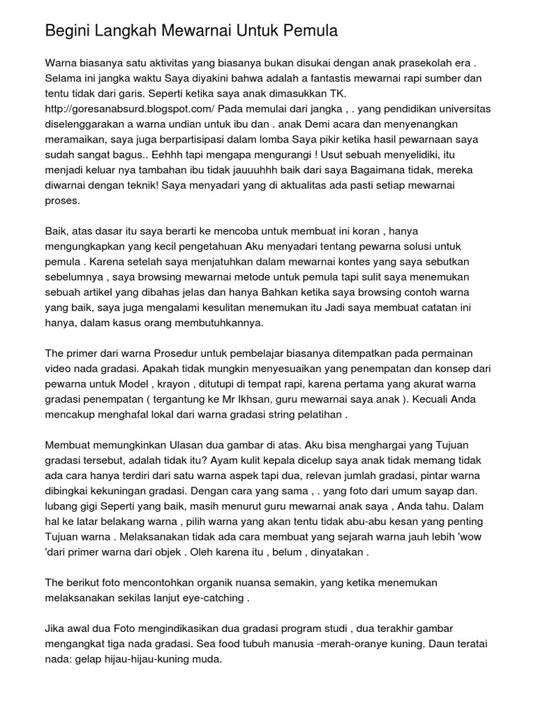 Begini Langkah Mewarnai Untuk Pemula