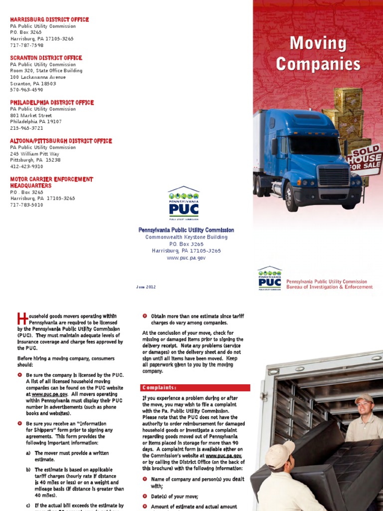 Pennsylvania Moving Companies Tips PDF Harrisburg Pennsylvania
