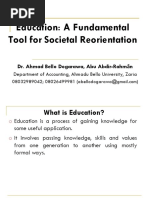 Education - A Fundamental Tool for Societal Reorientation