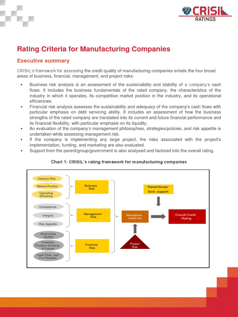 Rating Criteria For Manufacturing Companies PDF Risk Credit