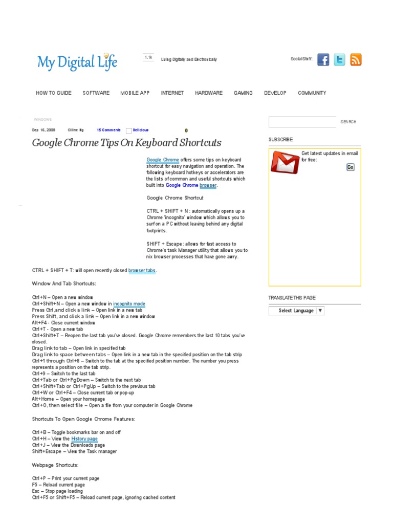 Google Chrome Tips on Keyboard Shortcut | Keyboard