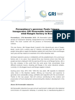 Pernambuco’s governor Paulo Cámara inaugurates GRI Renewable Industries’ new wind flanges factory in Brazil