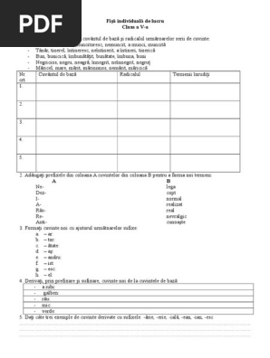 Cuvinte Derivate Sufixe Si Prefixe