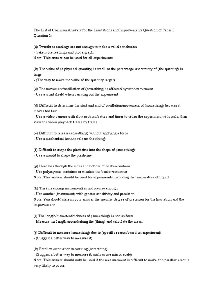 Phy Limitations and Improvement | PDF | Measuring Instrument | Accuracy ...