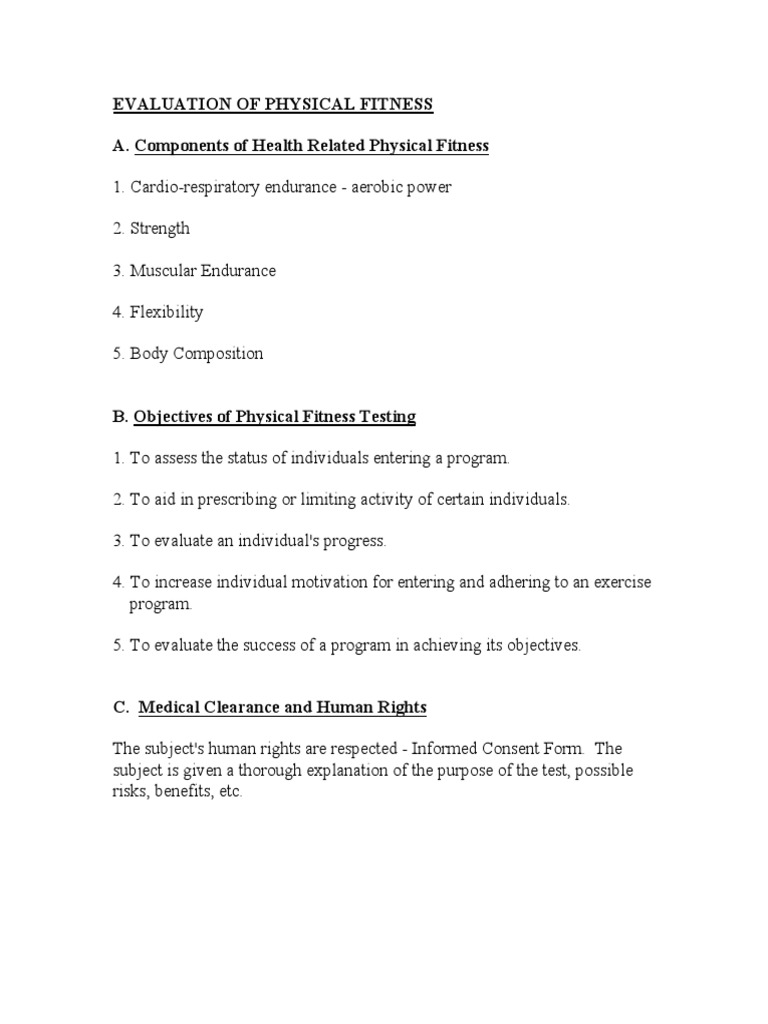 Physical Fitness Evaluation Guide | PDF | Accuracy And Precision ...