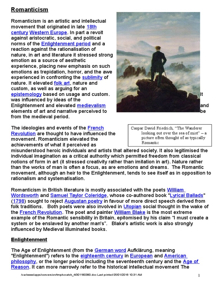 romanticism and enlightenment Romanticism Age Of Enlightenment