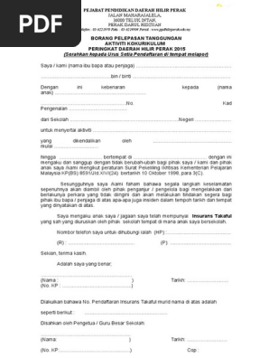 Borang Pelepasan Tanggungan Dan Perakuan Kesihatan Pdf