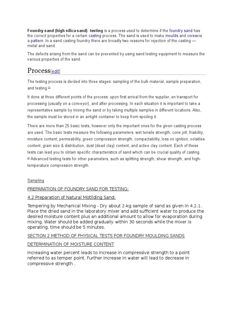 Foundry Sand | PDF | Foundry | Casting (Metalworking)