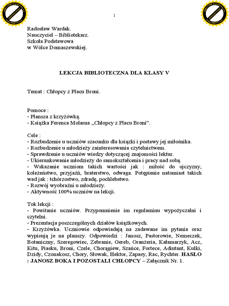 Kamienie Na Szaniec Test Z Lektury Profesor