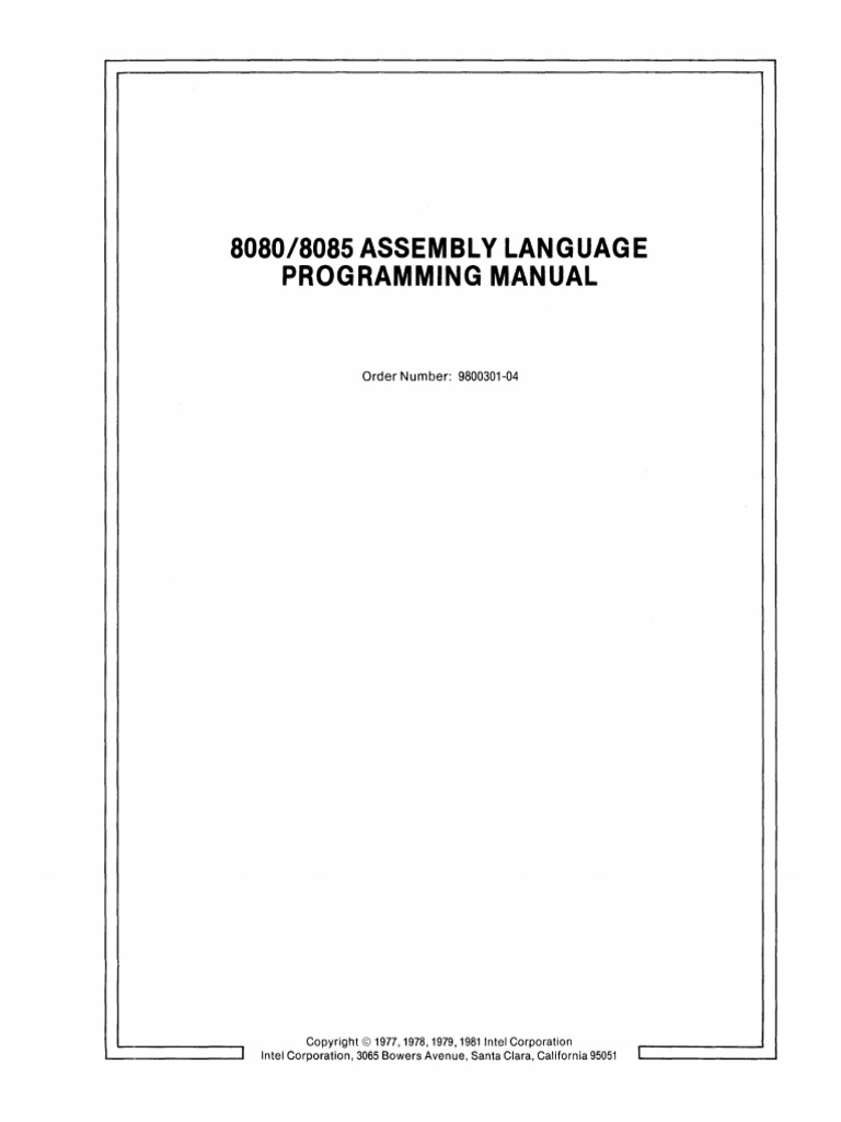 8080 Manual Intel Assembly Language Instruction Set