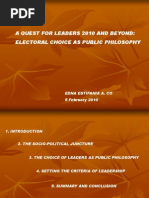 14 A Quest For Leaders 2010 and Beyond Electoral Choice As Public Philosophy - DR Edna EA Co