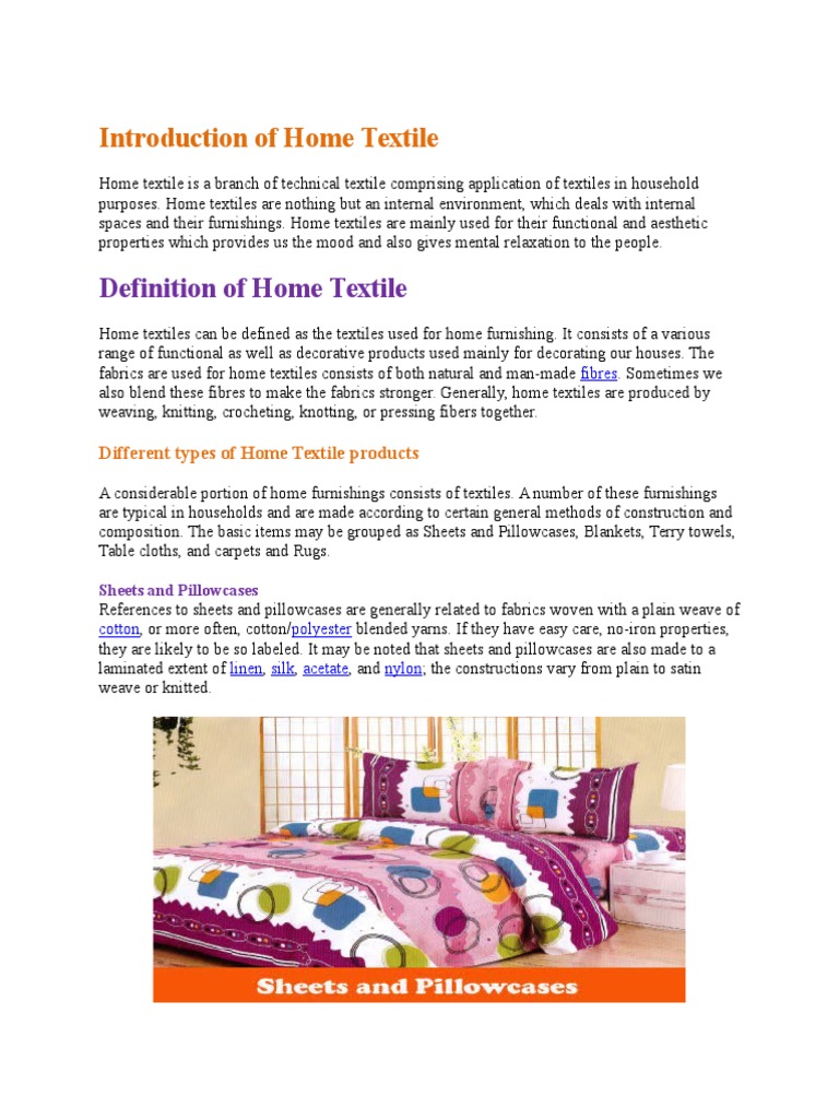 Overview of Home Textile Products | PDF | Textiles | Carpet