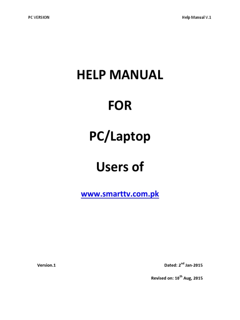 Smart TV PC User Help Manual | PDF | Computers