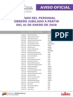 Lista de Obreros Jubilados ME Enero 2016 - Notilogía