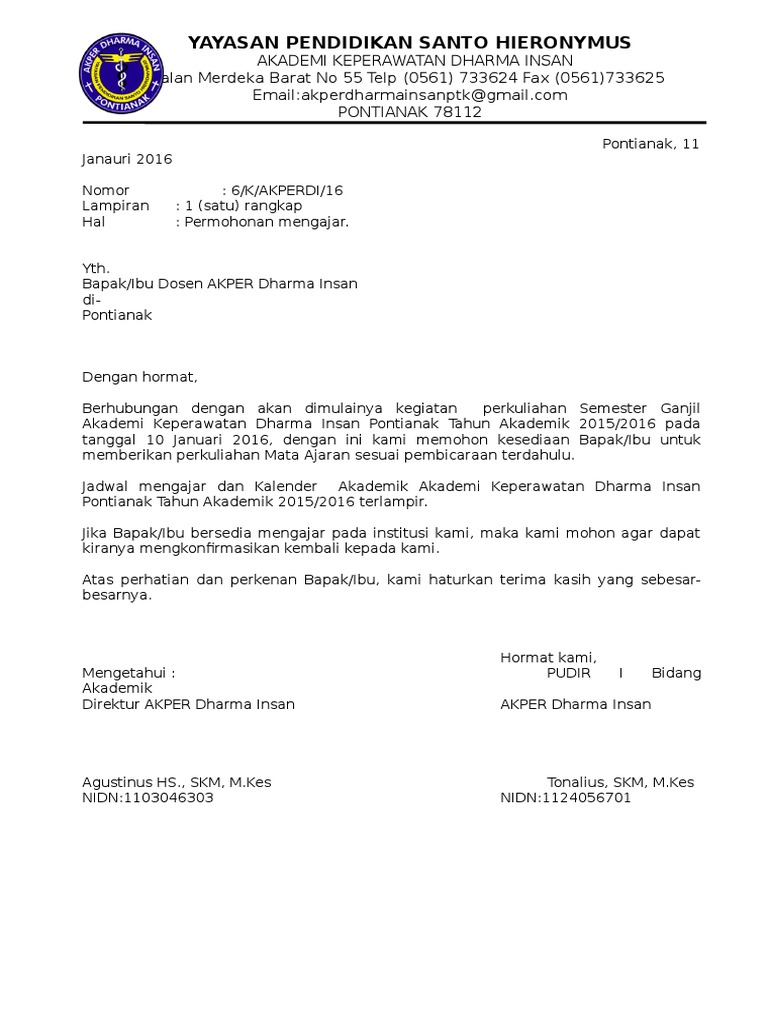 Surat Permohonan Mengajar Pdf